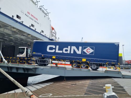 Loading a new CLdN trailer on our LNG vessel MV Seraphine
