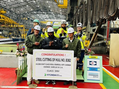 Steel cutting ceremony for our next new build in Korea